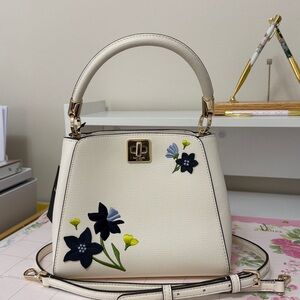 Kate Spade Phoebe Floral Embroidered Cream Handbag